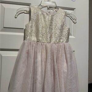 Elegant Cream and Pink Kids Dress